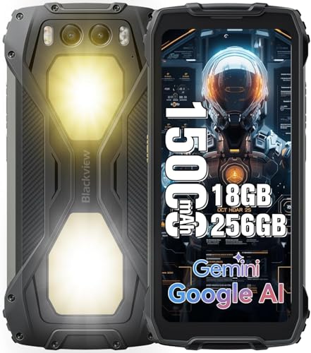 Blackview BV7300 Outdoor Handy, 15000mAh/45W, 18GB+256GB(2TB), 6.67" 90Hz Display, 50MP+32MP Outdoor Smartphone Ohne Vertrag Android 14, Dual 800LM Campinglicht, NFC/Nachtsehen 20MP/Corning Glas/GPS von Blackview