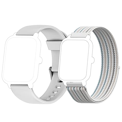 Blackview R30/R30Pro/R3/R50/R8/R3 Pro Smartwatch Ersatzarmbänder (Silikon + Geflecht), Grau, 20mm von Blackview
