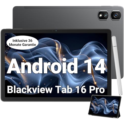 Blackview Tab 16 Pro Tablet Android 14, 16GB RAM + 256GB ROM (1TB TF) Gaming Tablet, Großes Display 11 Zoll Tablets, Simlockfrei Ohne Vertrag, 4G Dual SIM Tablet PC, inkl Stift und Hülle von Blackview