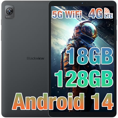 Blackview Tab 60 Tablet 8 Zoll, Tablet Android 14 mit 18(6+12) GB RAM 128GB ROM(2TB TF), 6050mAh Akuu, 13MP+8MP, 4G LTE 5G WiFi Tablet PC, Mini Tablet mit Widevine L1 von Blackview