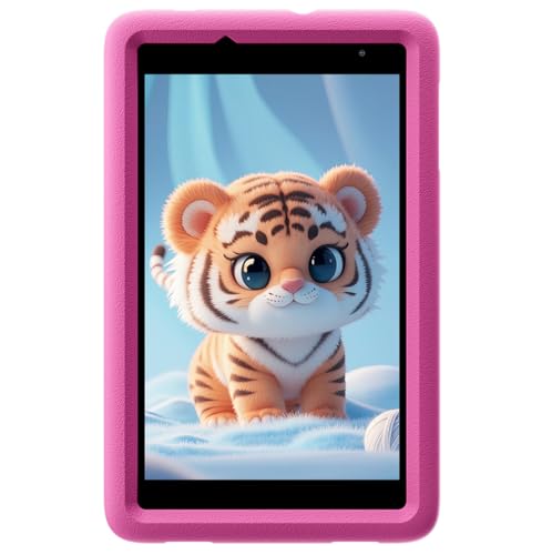 Blackview Tab A5 Kids, 8-Zoll Android 14 Tablet mit HD+ IPS Display, 9GB+64GB (1TB externer SD-Karte), 4G DUAL SIM, 5100mAh Akku, 5MP+2MP, WLAN, Bluetooth, Kindersicherung, Box-Lautsprecher, Rosa von Blackview