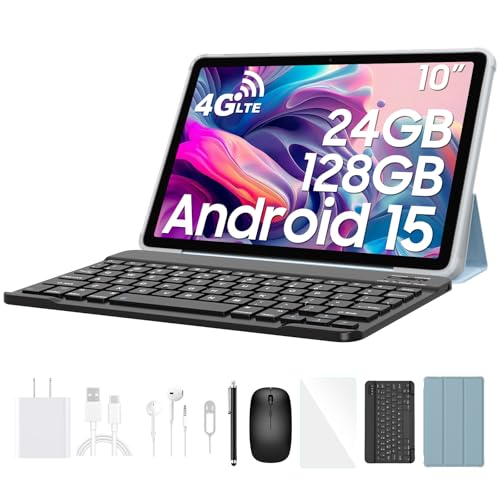 Blackview Tab60 Pro Android 15 Tablet 10 Zoll, 24GB(8GB+16GB Erweiterung) RAM+128GB ROM(2TB TF), Dual 4G LTE SIM,Octa Core PC Tablets, 7700mAh Akku,Widevine L1 HD Display, 5G WiFi, Face ID, GPS von Blackview