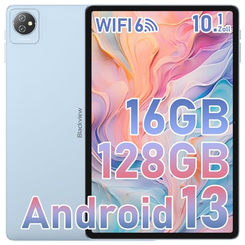Blackview Tab70 WiFi Tablet Android 13, 16(8+8) GB RAM 128GB ROM(1TB TF), WiFi 6 Tablet PC 10 Zoll HD+ Display, Quad-Core, 6580mAh Akku, 5MP Kamera, 3,5mm Klinke/Google GMS/Google Lens/Widevine L1 von Blackview