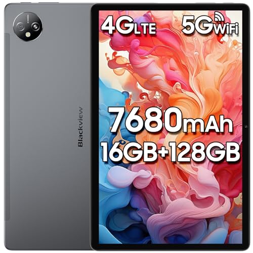 Blackview Tab80 Tablet 10 Zoll, Android 13 Tablet,16GB RAM + 128GB ROM(1TB TF), Octa-core Gaming Tablet, Simlockfrei Ohne Vertrag, 4G Dual SIM Tablet PC, 13MP+8MP Kamera, 7680mAh Akku Tablets von Blackview