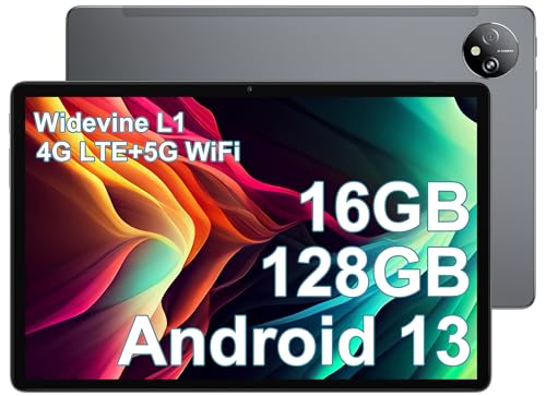 Blackview Tab80 Tablet 10 Zoll, Tablet Android 13,16GB RAM + 128GB ROM(1TB TF), Octa-core, 4G LTE + 5G WiFi Tablet PC,1280x800 HD+IPS, 13MP+8MP Kamera 7680mAh Typ-C/Face ID/GPS/BT5.0/OTG, Matt Grau von Blackview