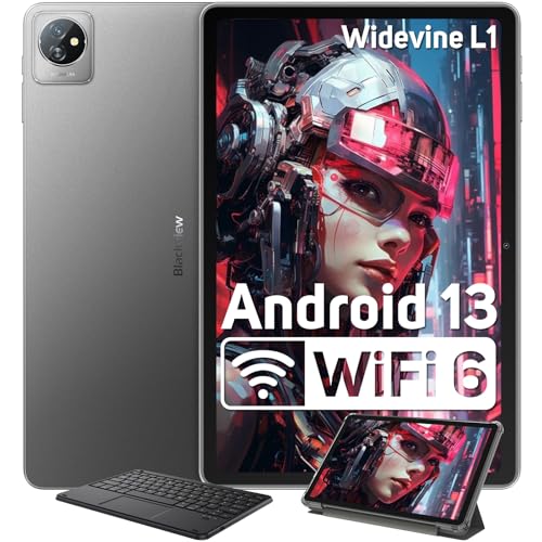 Blackview Tablet 10 Zoll Android 13 Tablets, 8(4+4) GB RAM 64GB Speicher 1TB TF WiFi 6 PC Tablet HD+ Display, Quad-Core, 6580mAh Akku,Dual Kamera, 3.5mm Klinke/Google GMS/Widevine L1 von Blackview
