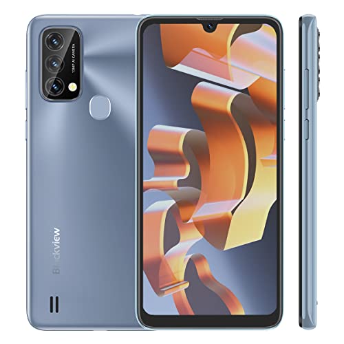 Blackview Unisoc T310 Smartphone entsperrt A50 (2022), Quad-Core 3 GB + 64 GB, HD+ Display 6.088, Kamera 13 MP + 5 MP, Akku 4280 mAh, Handy 4G Dual SIM Android 11, Fingerabdruck GPS, Blau von Blackview