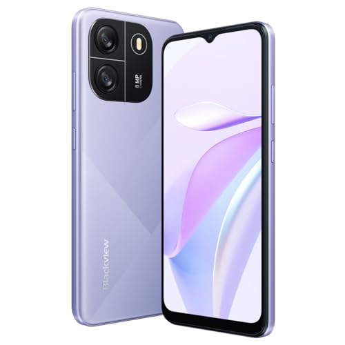 Blackview Wave 6C 4G Smartphone ohne Vertrag Ggünstig, 6,5’’ HD+, Octa-Core 4GB+32GB(1TB Externe SD), 5MP+8MP, 5100mAh Batterie, Android 13 DUAL SIM Handy, Smart-K Box Lautsprecher, GPS Lila von Blackview