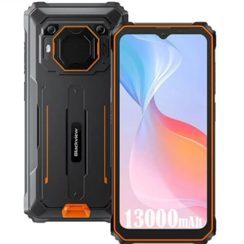 Outdoor Handy Ohne Vertrag Blackview BV6200 PRO,12GB+128GB(1TB Erweiterung), 13000mAh Akku, 6,56'' HD+, ArcSoft® 13MP+8MP, Android 13 DUAL SIM IP68 MIL-STD-810H Wasserdichtes Smartphone, Orange von Blackview