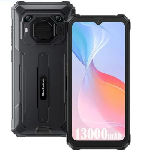 Outdoor Handy Ohne Vertrag Blackview BV6200 PRO,12GB+128GB(1TB Erweiterung), 13000mAh Akku, 6,56'' HD+, ArcSoft® 13MP+8MP, Android 13 DUAL SIM IP68 MIL-STD-810H Wasserdichtes Smartphone, Schwarz von Blackview