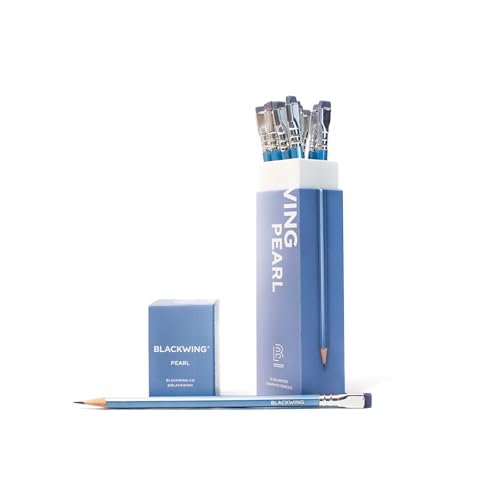 Blackwing Perlenstifte, 12 Stück, blau lackiert, 2B ausgewogene Mine, hochwertiges Holz, japanischer Graphit von Blackwing
