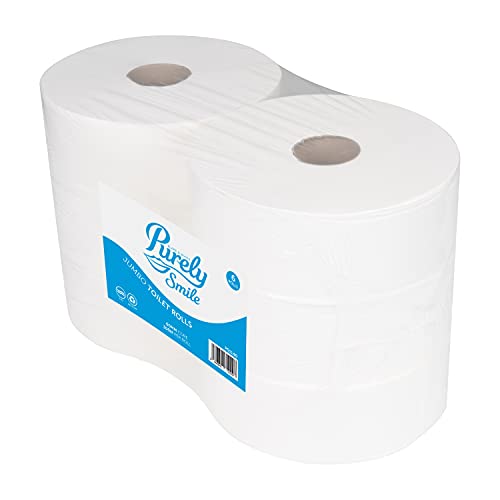 Blake & White 2-lagige Jumbo-Toilettenpapierrollen, 6er-Pack – Purely Smile, saugstarkes Toilettenpapier für Zuhause und Freizeitzentren – 300 m, extrem strapazierfähige Papierrolle – PS1140 von Blake & White