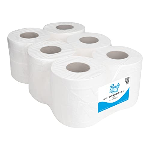 Blake & White PS1215 Purely Smile Küchenpapierrollen mit Zentralentnahme, 2-lagig, 400 Blatt, weiß, 6 Stück von Blake & White