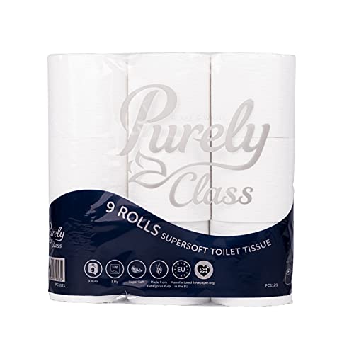 Purely Class Toilettenpapier, 3-lagig, superweich, gesteppt, 9 Rollen von Blake & White