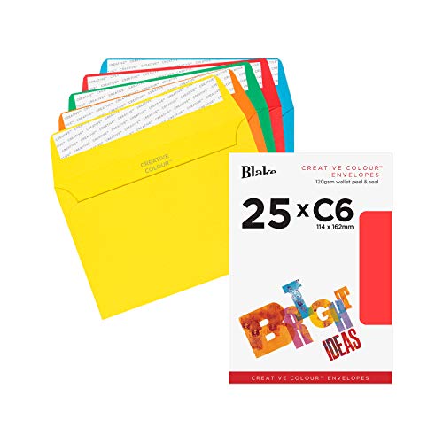 Blake Creative Colour 15123 Farbige Briefumschläge Haftklebung, Sortierte Farben C6 114 x 162 mm 120g/m² | 25 Stück von Blake