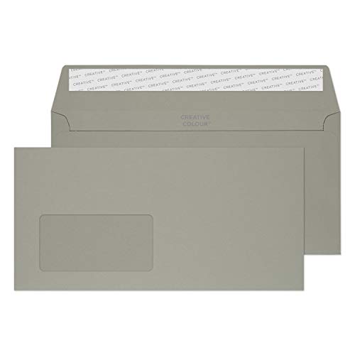 Blake Creative Colour 225W Briefumschläge Haftklebung Mit Fenster Steingrau DL+ 114 x 229 mm - 120g/m² | 500 Stück von Blake