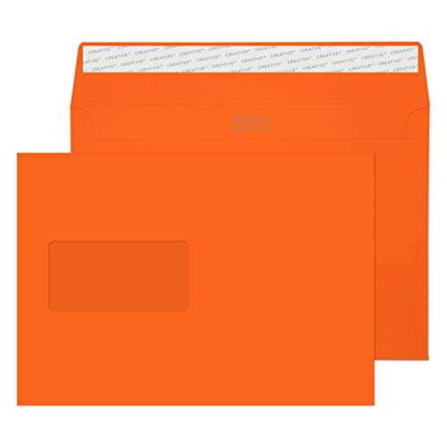 Blake Creative Colour 305W Briefumschläge Haftklebung Mit Fenster Orange C5 162 x 229 mm - 120g/m² | 500 Stück Blake Creative Colour 305W Briefumschläge Haftklebung Mit Fenster Orange C5 162 x 229 mm - 120g/m² | 500 Stück von Blake