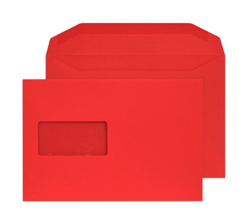 Blake Creative Colour 806MW Kuvertierhüllen Briefumschläge Naßklebung Mit Fenster Leuchrot C5+ 162 x 235 mm - 120g/m² | 500 Stück von Blake