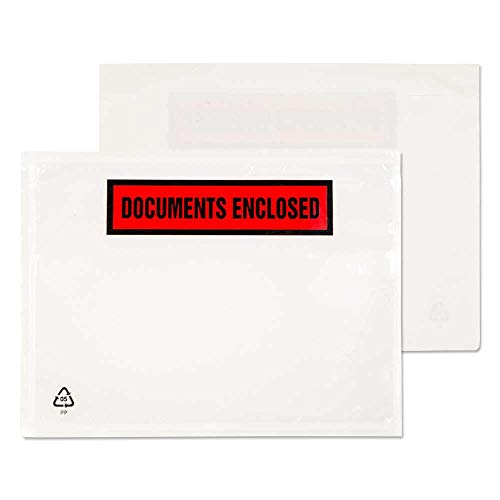 Blake Envelopes Purely Packaging PDE22 Dokumentenumschlag Briefumschläge 'Documents Enclosed' Haftklebung Transparent C6 126 x 168 mm | 1000 Stück von Blake