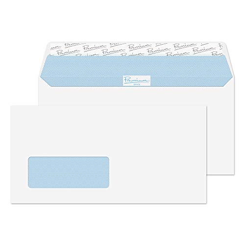 Blake Premium Office 32216 Briefumschlag Haftklebung Mit Fenster Ultra Weiß Wove DL 110 × 220 mm 120 g/m² | 500 Stück von Blake