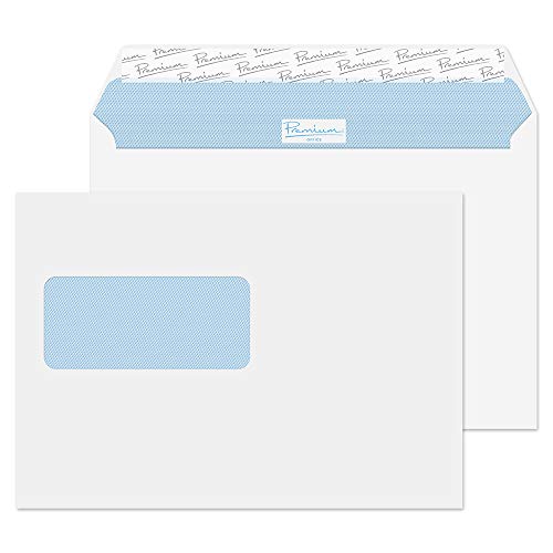 Blake Premium Office 34216 Briefumschläge Haftklebung Mit Fenster Ultra Weiß C5 162 x 229 mm - 120g/m² | 500 Stück von Blake