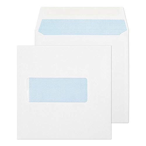 Blake Purely Everyday 0140W Quadratsicher Briefumschläge Naßklebung Mit Fenster Weiß 140 x 140 mm - 100g/m² | 500 Stück von Blake