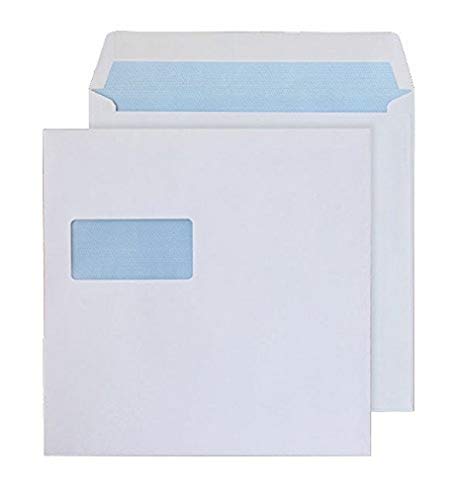 Blake Purely Everyday 0170W Quadratsicher Briefumschlag Naßklebung Mit Fenster Weiß 170 x 170 mm 100 g/m² | 500 Stück von Blake
