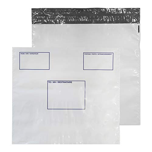 Blake Purely Packaging PE84/W Polyäthylen-Briefumschlag mit Anschriftsfeldern, Haftklebung mit Abziehstreifen, 430 x 460 mm, 100-er Pack, weiß von Blake