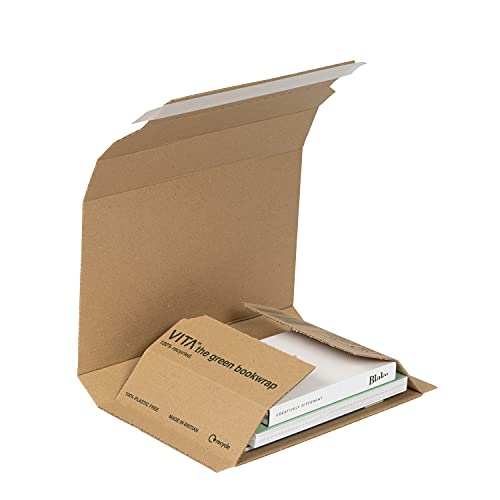 Blake Vita Bücherfolie aus recyceltem Kraftpapier, plastikfrei, 217 x 155 x 52 mm (BWM02) – 25 Stück, braun von Blake