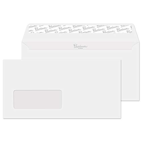 Premium Business Peel and Seal Briefumschläge, DL, 110 x 220 mm, 120 g/m ², mit Fenster, Weiß, 50 St Premium Business Peel and Seal Briefumschläge, DL, 110 x 220 mm, 120 g/m ², mit Fenster, Weiß, 50 St von Blake