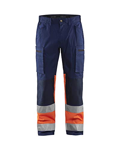 Blaklader 155118118953C64 Arbeitshose mit Stretch, Marineblau/Orange, Größe C64 von BLÅKLÄDER