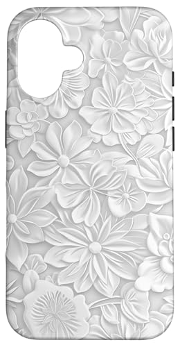 Weiß mit Blumenmuster Hülle für iPhone 16 Weiß mit Blumenmuster Hülle für iPhone 16 von Blanc Floral Pattern