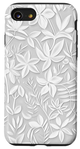 Weiß mit Blumenmuster Hülle für iPhone SE (2020) / 7 / 8 von Blanc Floral Pattern