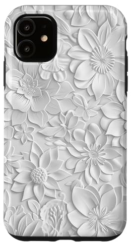 Weiß mit Blumenmuster auf Weiß Hülle für iPhone 11 Weiß mit Blumenmuster auf Weiß Hülle für iPhone 11 von Blanc Floral Pattern