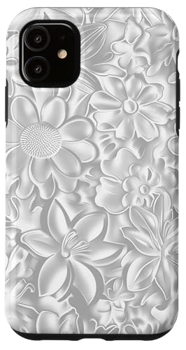 Weiß mit Blumenmuster auf Weiß Hülle für iPhone 11 Weiß mit Blumenmuster auf Weiß Hülle für iPhone 11 von Blanc Floral Pattern