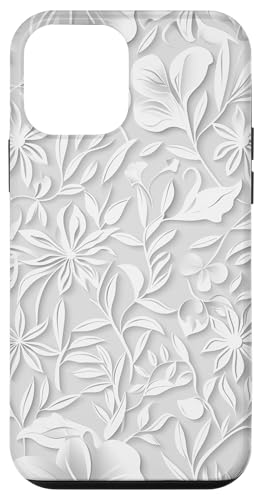 Weiß mit Blumenmuster auf Weiß Hülle für iPhone 12 mini Weiß mit Blumenmuster auf Weiß Hülle für iPhone 12 mini von Blanc Floral Pattern