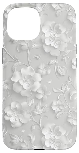 Weiß mit Blumenmuster auf Weiß Hülle für iPhone 15 Weiß mit Blumenmuster auf Weiß Hülle für iPhone 15 von Blanc Floral Pattern