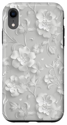 Weiß mit Blumenmuster auf Weiß Hülle für iPhone XR Weiß mit Blumenmuster auf Weiß Hülle für iPhone XR von Blanc Floral Pattern
