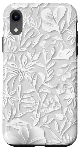 Weiß mit Blumenmuster auf Weiß Hülle für iPhone XR Weiß mit Blumenmuster auf Weiß Hülle für iPhone XR von Blanc Floral Pattern