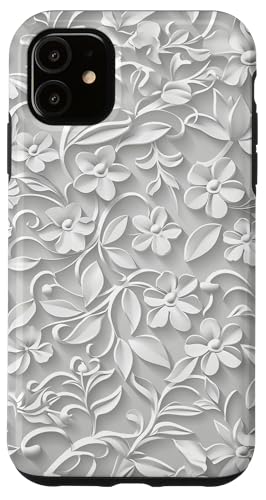 Weißes, minimalistisches, flaches Blumenmuster Hülle für iPhone 11 Weißes, minimalistisches, flaches Blumenmuster Hülle für iPhone 11 von Blanc Floral Pattern