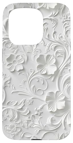 Weißes, minimalistisches, flaches Blumenmuster Hülle für iPhone 15 Pro Weißes, minimalistisches, flaches Blumenmuster Hülle für iPhone 15 Pro von Blanc Floral Pattern