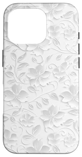 Weißes, minimalistisches, flaches Blumenmuster Hülle für iPhone 16 Pro Weißes, minimalistisches, flaches Blumenmuster Hülle für iPhone 16 Pro von Blanc Floral Pattern