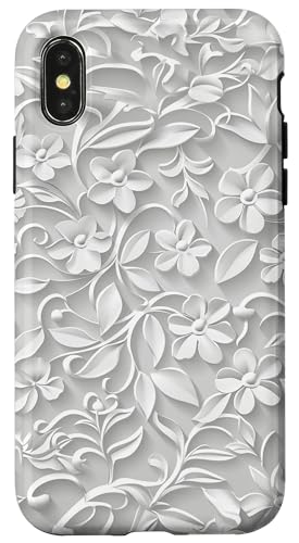 Weißes, minimalistisches, flaches Blumenmuster Hülle für iPhone X/XS Weißes, minimalistisches, flaches Blumenmuster Hülle für iPhone X/XS von Blanc Floral Pattern