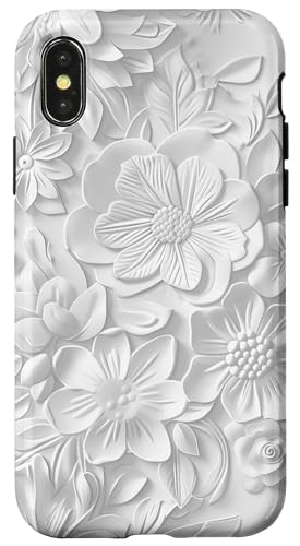Weißes, minimalistisches, flaches Blumenmuster Hülle für iPhone X/XS Weißes, minimalistisches, flaches Blumenmuster Hülle für iPhone X/XS von Blanc Floral Pattern