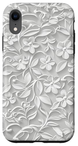 Weißes, minimalistisches, flaches Blumenmuster Hülle für iPhone XR Weißes, minimalistisches, flaches Blumenmuster Hülle für iPhone XR von Blanc Floral Pattern