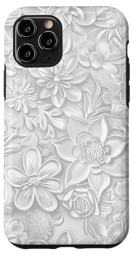 Weißes Blumenmuster auf weißem Hintergrund Hülle für iPhone 11 Pro Weißes Blumenmuster auf weißem Hintergrund Hülle für iPhone 11 Pro von Blanc Floral Pattern