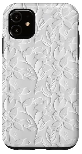 Weißes Blumenmuster auf weißem Hintergrund Hülle für iPhone 11 Weißes Blumenmuster auf weißem Hintergrund Hülle für iPhone 11 von Blanc Floral Pattern