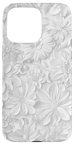 Weißes Blumenmuster auf weißem Hintergrund Hülle für iPhone 15 Pro Max Weißes Blumenmuster auf weißem Hintergrund Hülle für iPhone 15 Pro Max von Blanc Floral Pattern