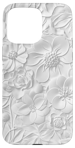 Weißes Blumenmuster auf weißem Hintergrund Hülle für iPhone 15 Pro Max Weißes Blumenmuster auf weißem Hintergrund Hülle für iPhone 15 Pro Max von Blanc Floral Pattern