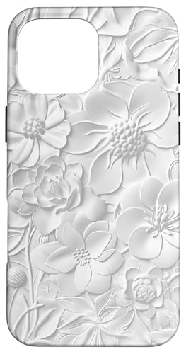 Weißes Blumenmuster auf weißem Hintergrund Hülle für iPhone 16 Pro Max Weißes Blumenmuster auf weißem Hintergrund Hülle für iPhone 16 Pro Max von Blanc Floral Pattern